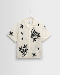 Didcot - Ecru And Black Bloom Applique Short-Sleeve Shirt