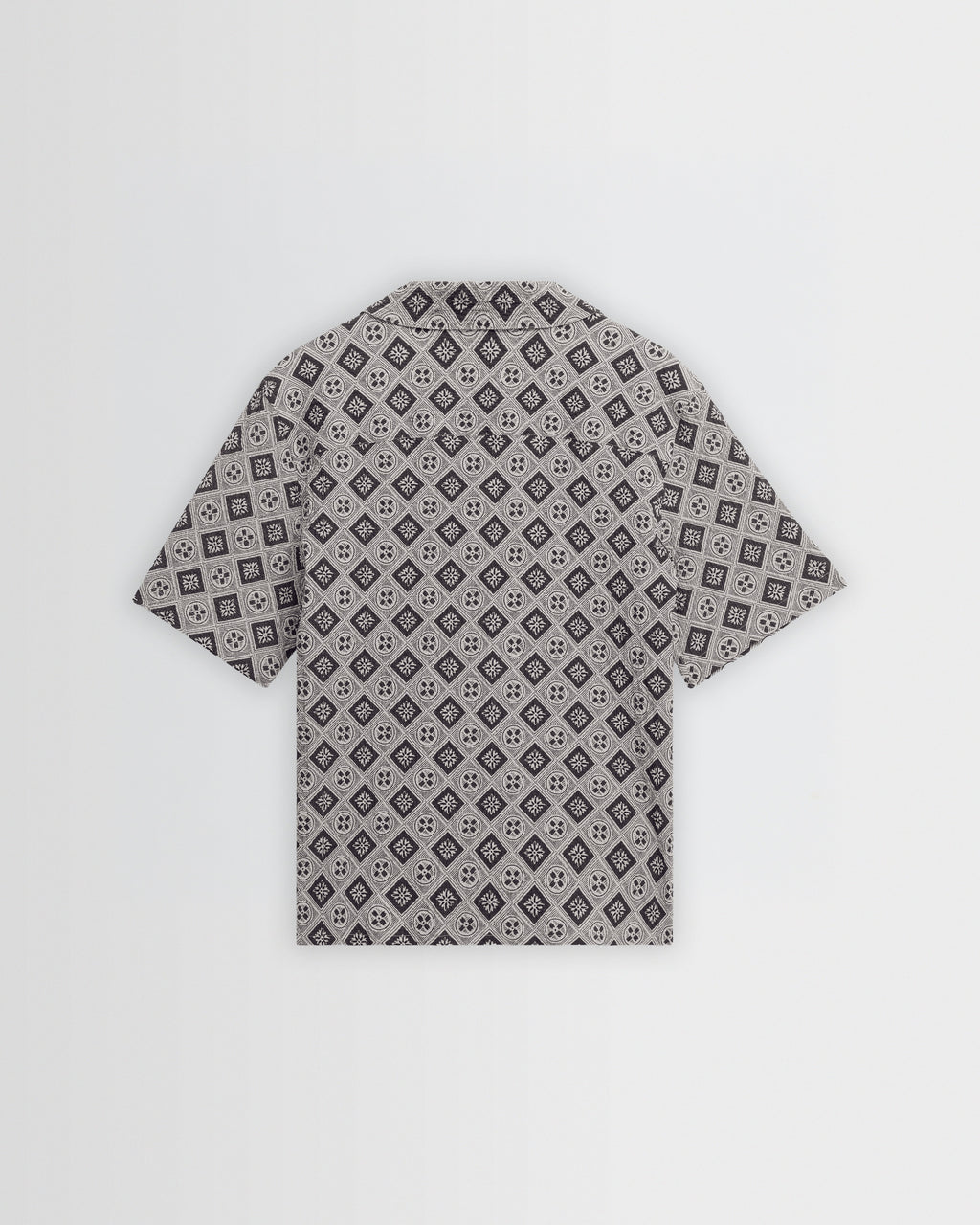 Didcot - Ecru And Black Tile Print Short-Sleeve Shirt