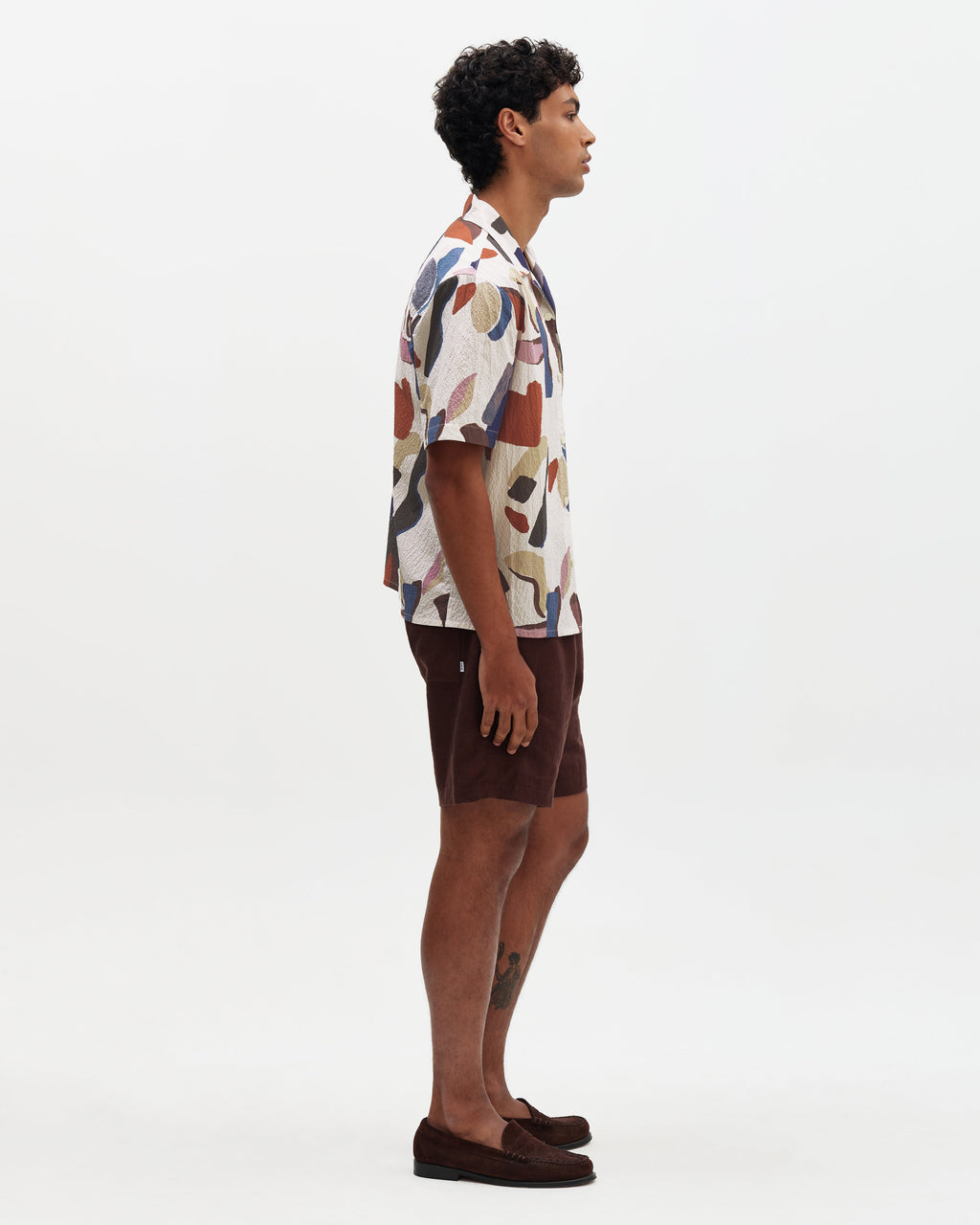 Didcot - Ecru And Multicolour Abstract Shapes Short-Sleeve Shirt