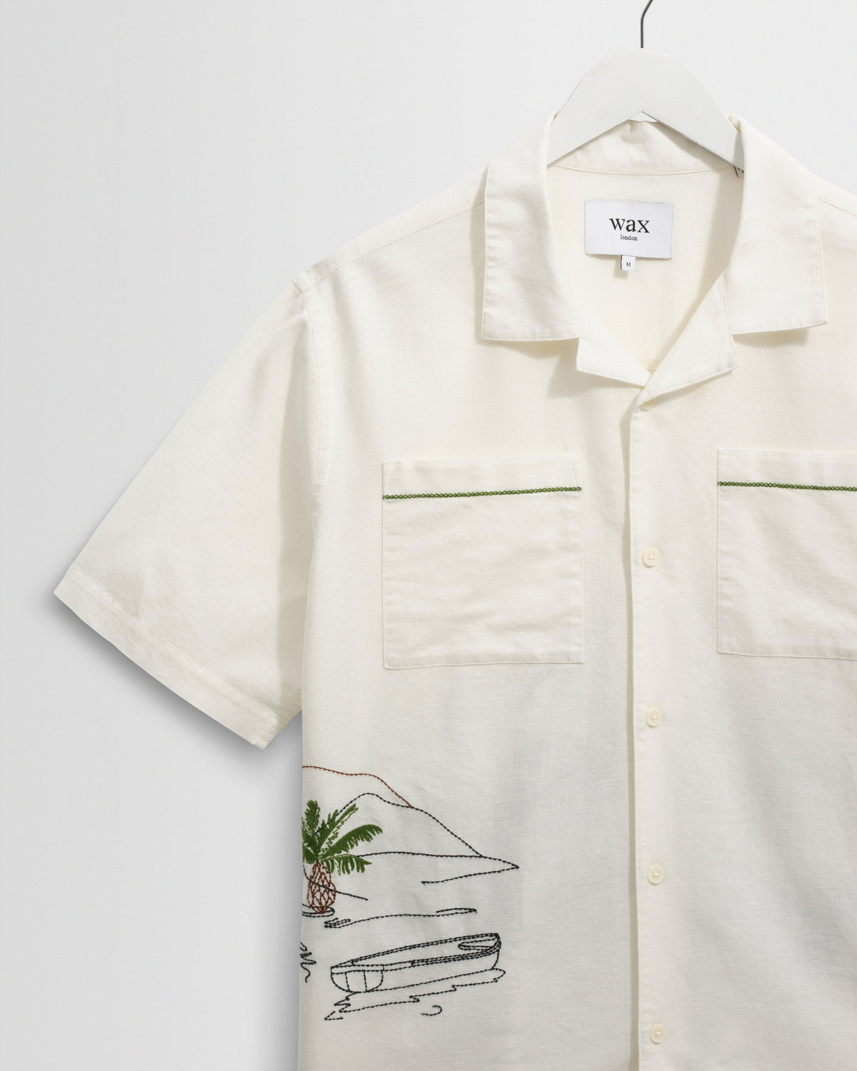 Didcot - Ecru And Multicolour Embroidered Short-Sleeve Shirt