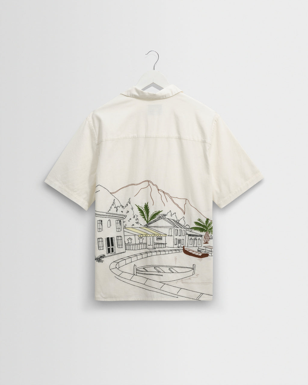 Didcot - Ecru And Multicolour Embroidered Short-Sleeve Shirt