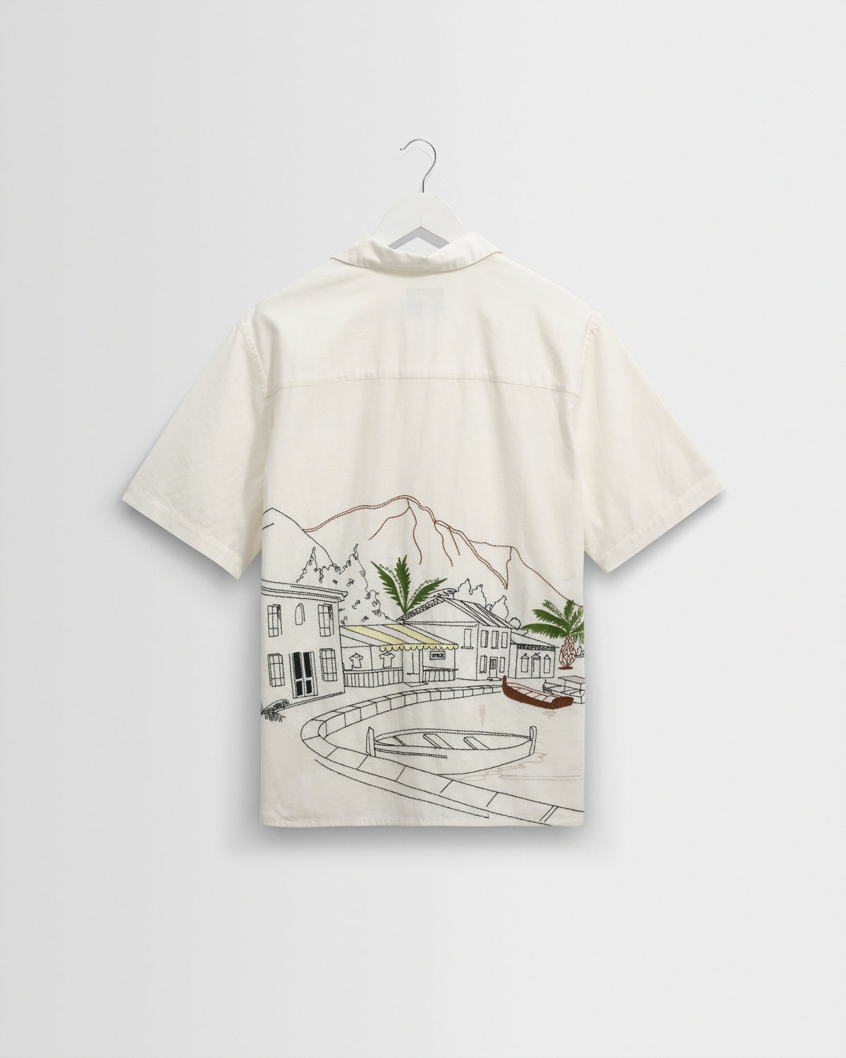 Didcot - Ecru And Multicolour Embroidered Short-Sleeve Shirt