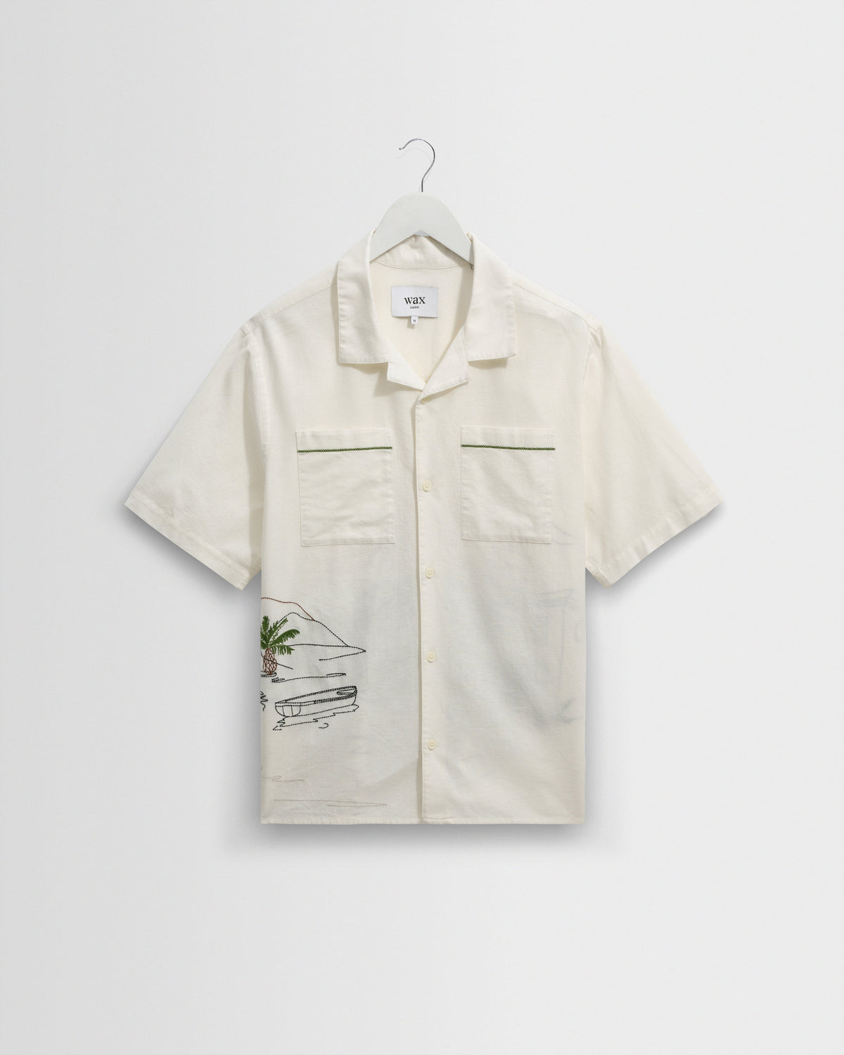 Didcot - Ecru And Multicolour Embroidered Short-Sleeve Shirt