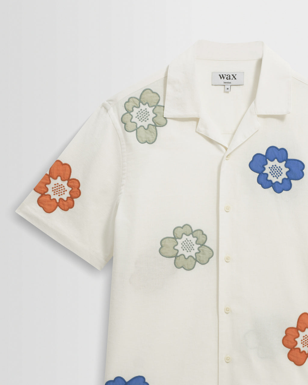 Didcot - Ecru And Multicolour Floral Applique Short-Sleeve Shirt
