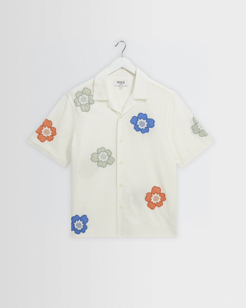 Didcot - Ecru And Multicolour Floral Applique Short-Sleeve Shirt