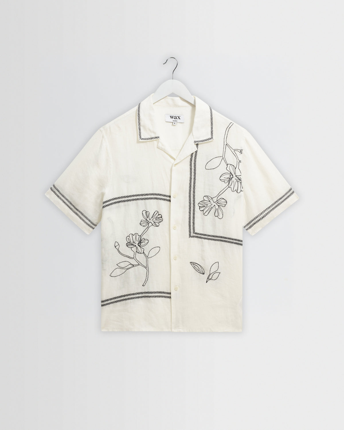 Didcot - Ecru And Navy Grid Flower Short-Sleeve Shirt