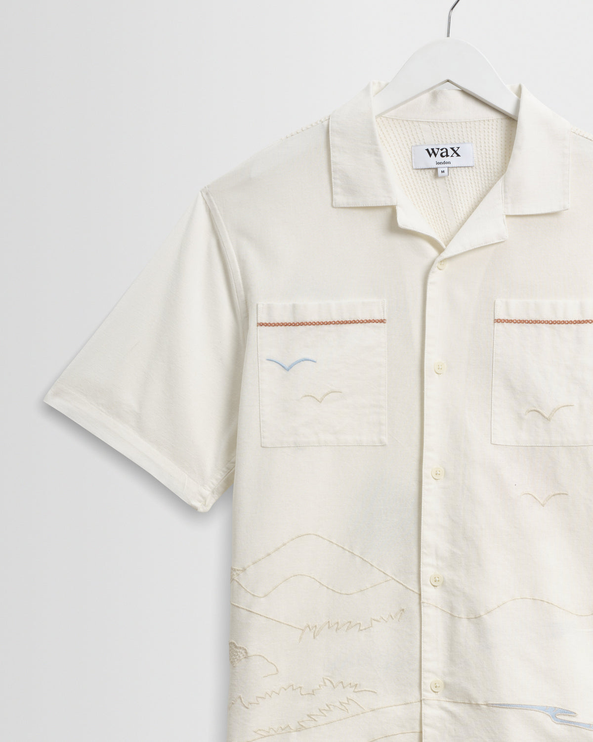 Didcot - Ecru Summer Applique Short-Sleeve Shirt