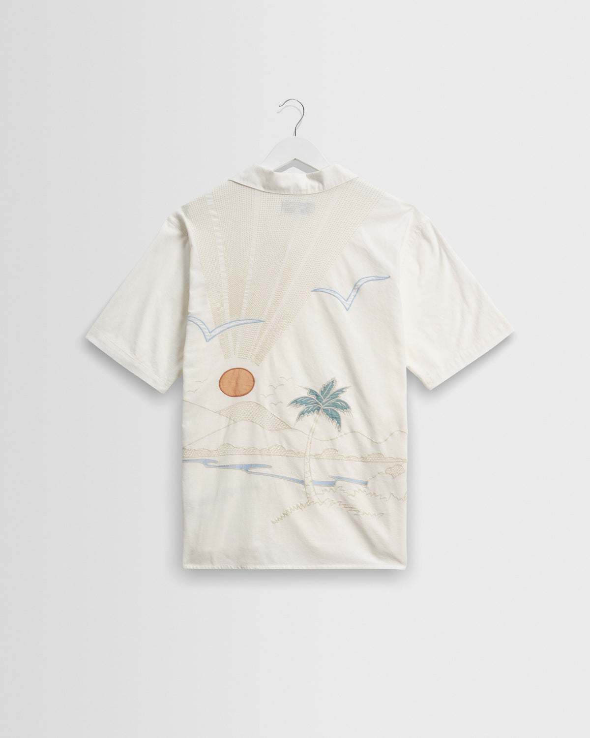 Didcot - Ecru Summer Applique Short-Sleeve Shirt