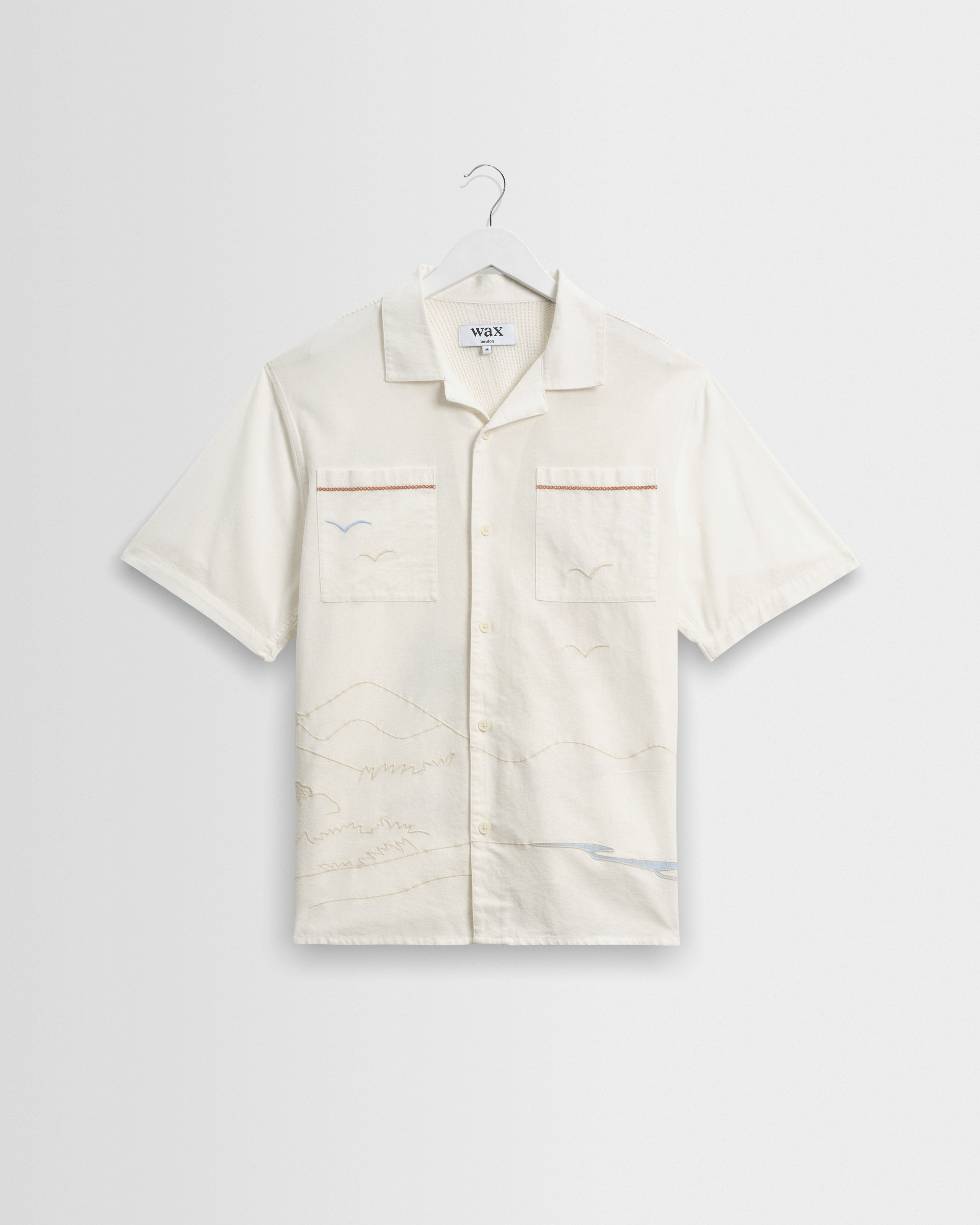 Didcot - Ecru Summer Applique Short-Sleeve Shirt