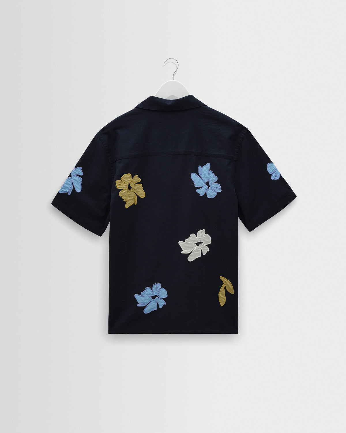 Didcot - Navy And Multicolour Floral Applique Short-Sleeve Shirt