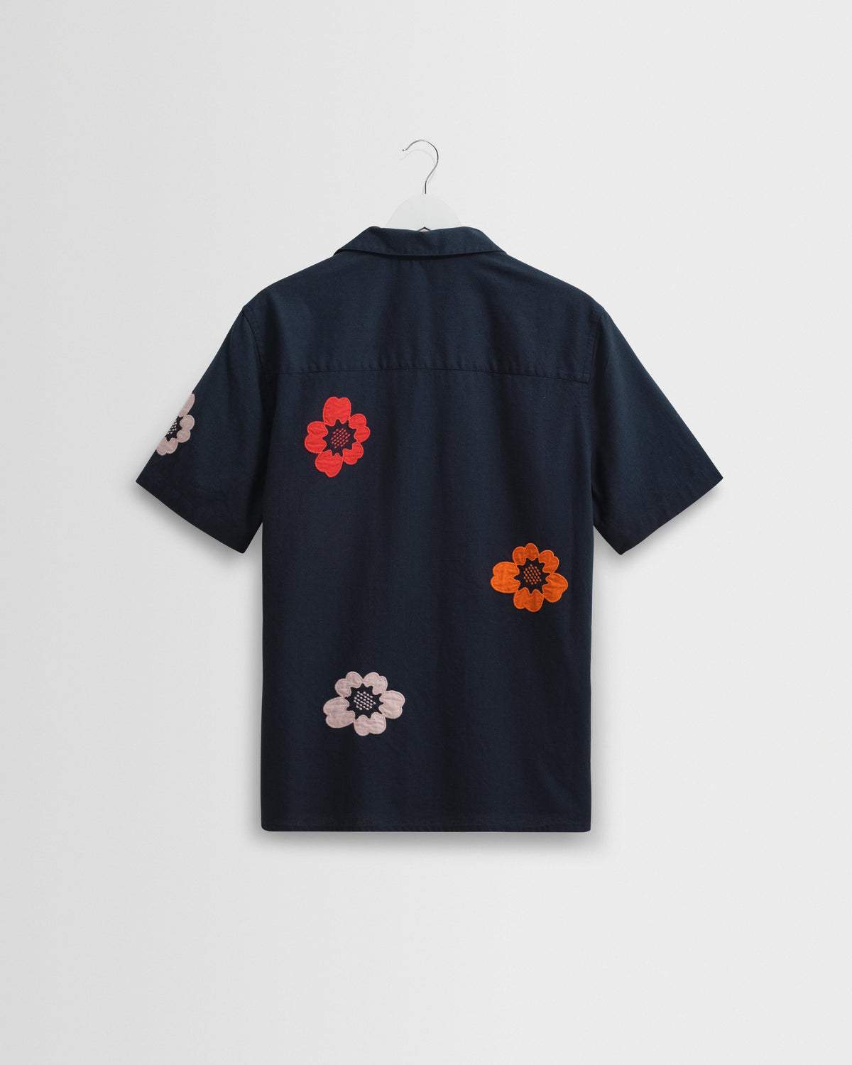 Didcot - Navy Floral Applique Short-Sleeve Shirt
