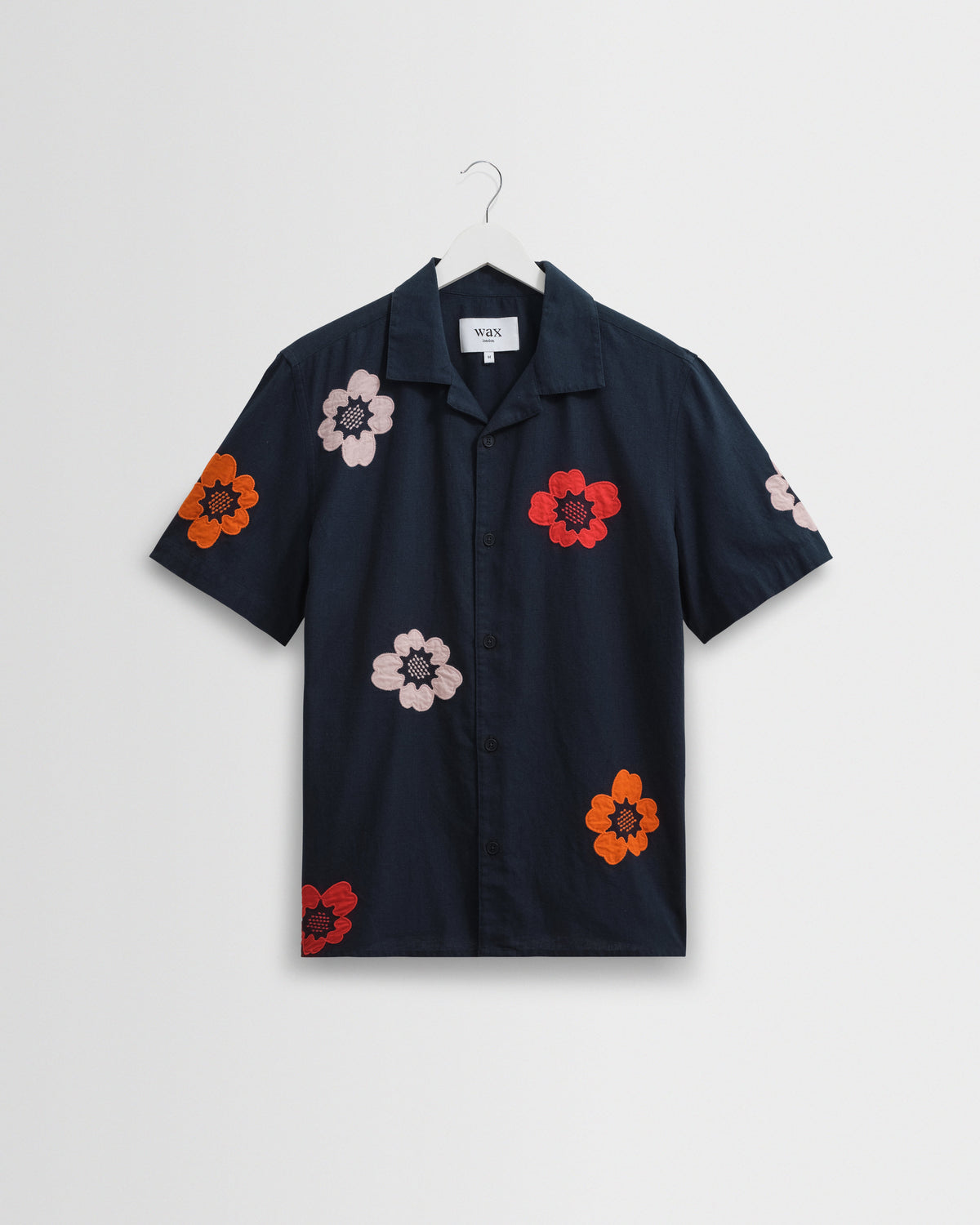 Didcot - Navy Floral Applique Short-Sleeve Shirt