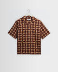 Didcot - Rust Tile Print Seersucker Short-Sleeve Shirt