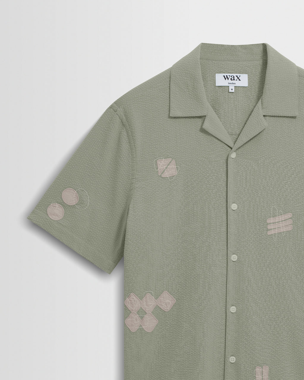Didcot - Sage And Ecru Scribble Applique Short-Sleeve Shirt