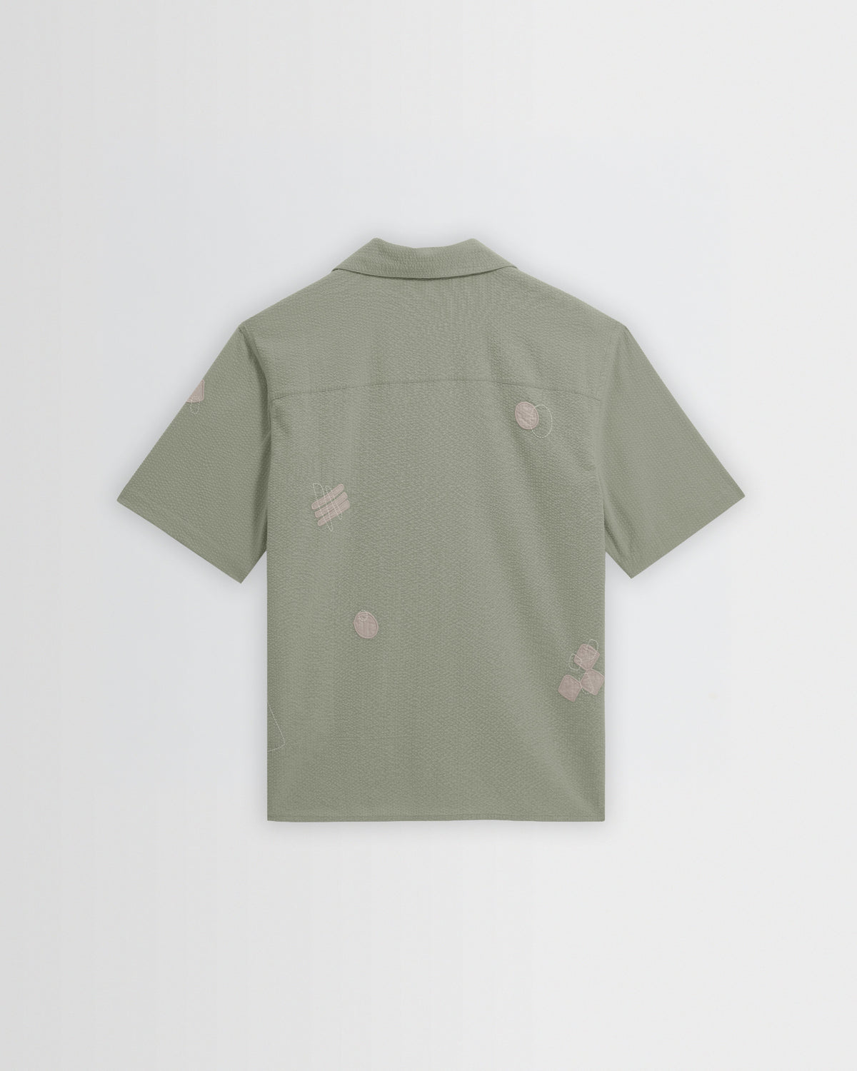Didcot - Sage And Ecru Scribble Applique Short-Sleeve Shirt