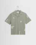 Didcot - Sage And Ecru Scribble Applique Short-Sleeve Shirt