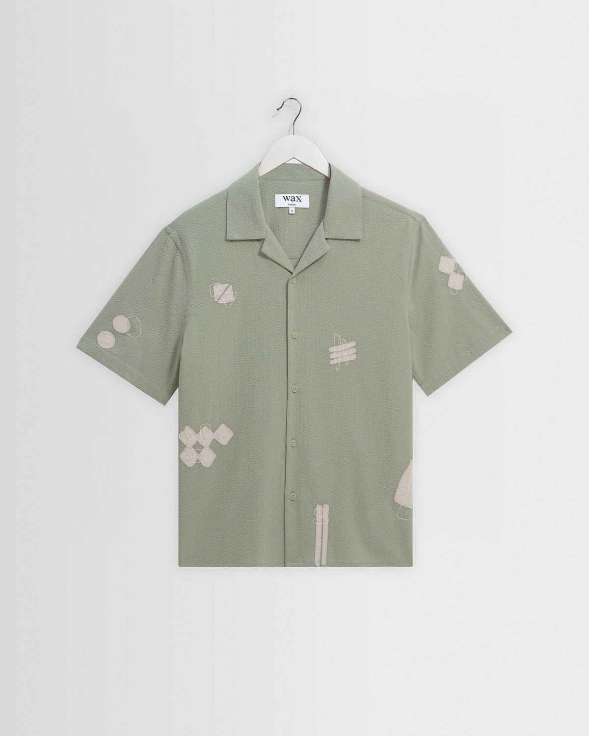 Didcot - Sage And Ecru Scribble Applique Short-Sleeve Shirt