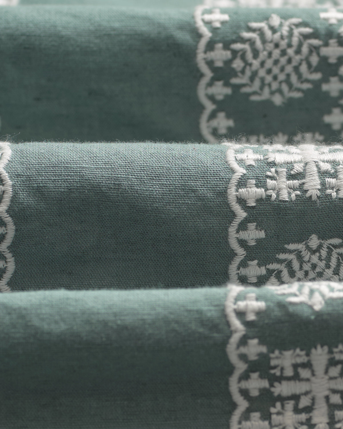 Didcot - Sea Green And Ecru Embroidered Short-Sleeve Shirt
