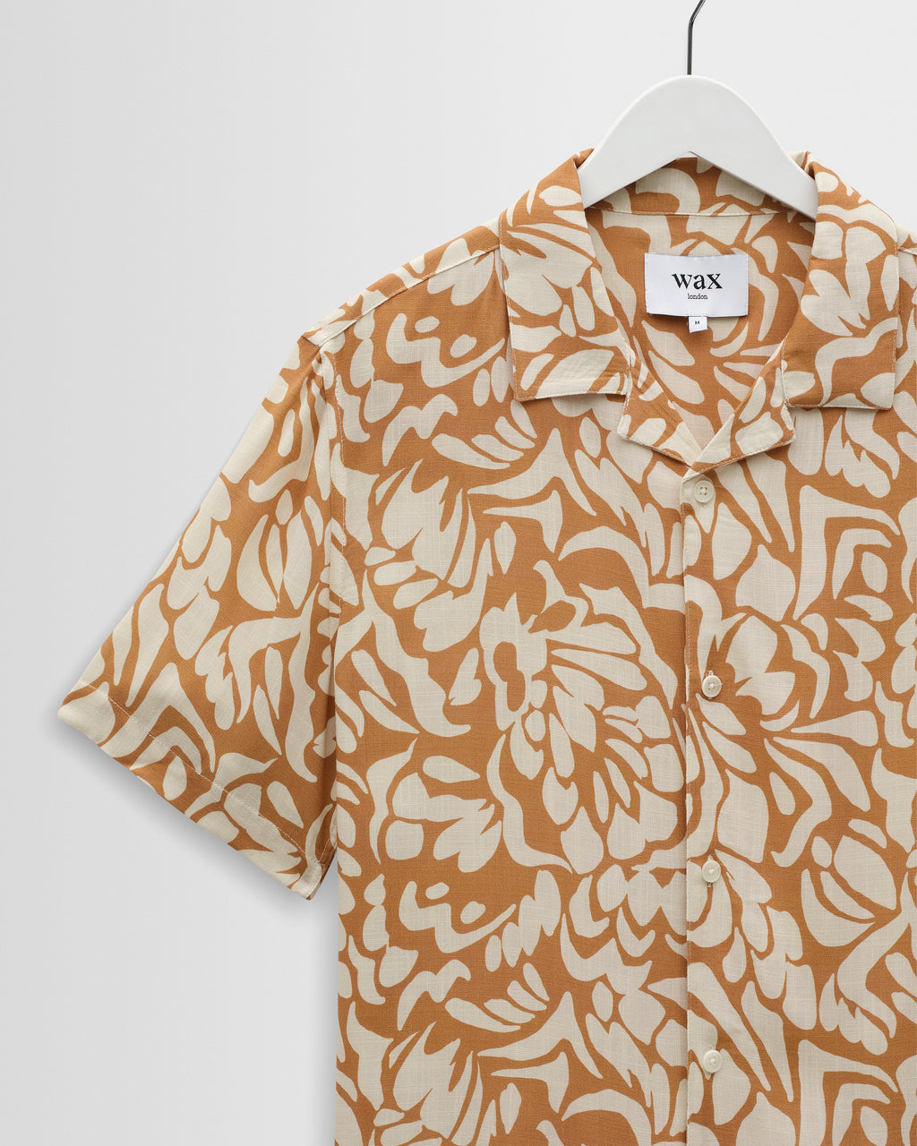 Didcot - Tan And Beige Floral Viscose Short-Sleeve Shirt