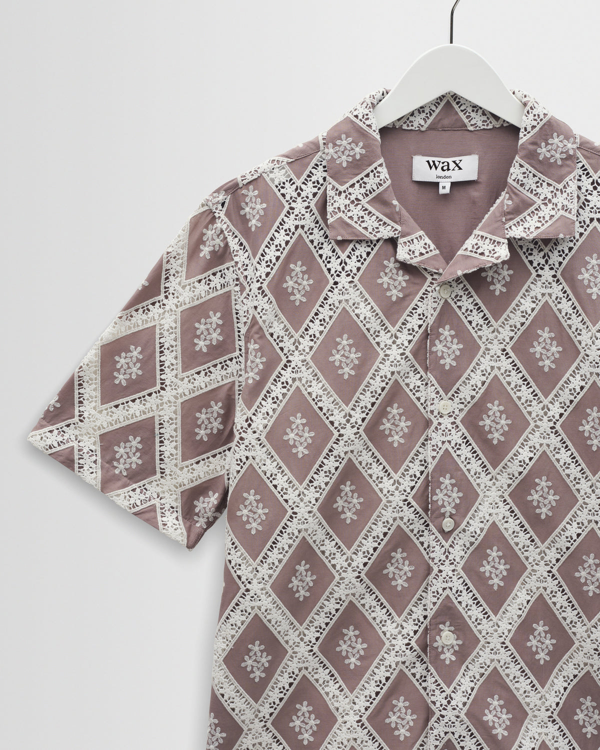 Didcot - Taupe And Ecru Diamond Lace Short-Sleeve Shirt