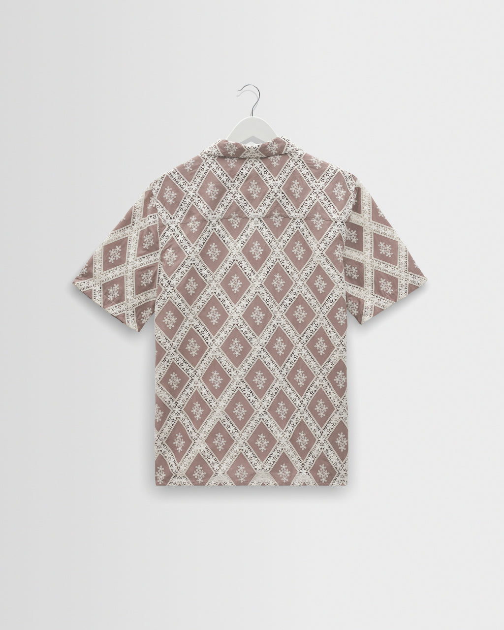 Didcot - Taupe And Ecru Diamond Lace Short-Sleeve Shirt