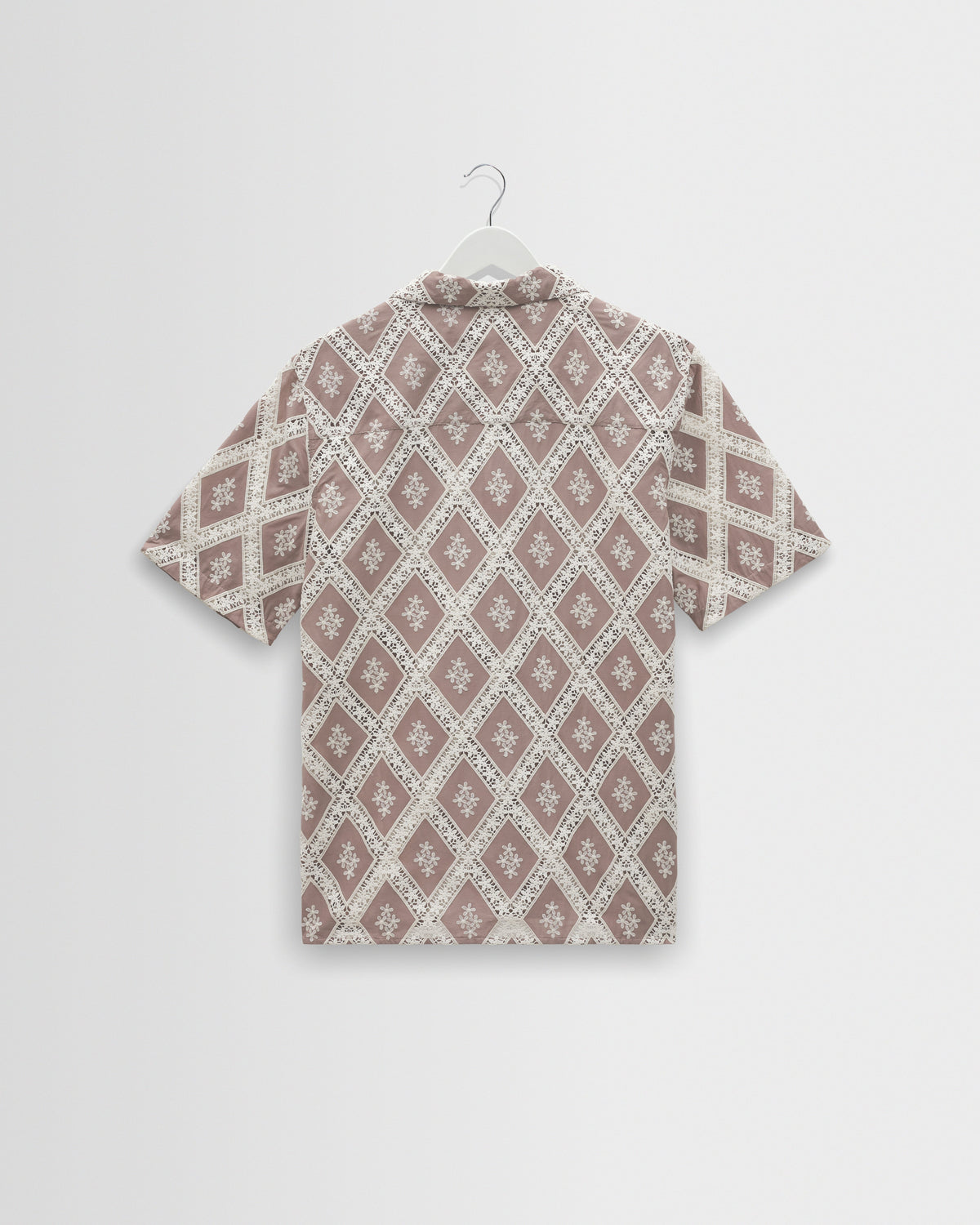 Didcot - Taupe And Ecru Diamond Lace Short-Sleeve Shirt