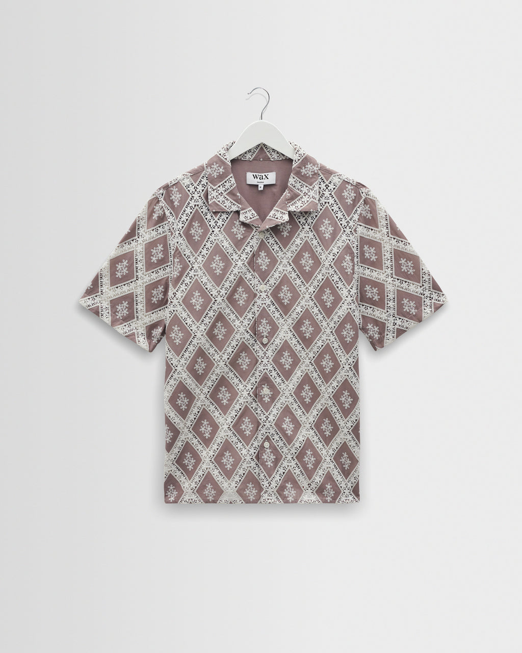 Didcot - Taupe And Ecru Diamond Lace Short-Sleeve Shirt