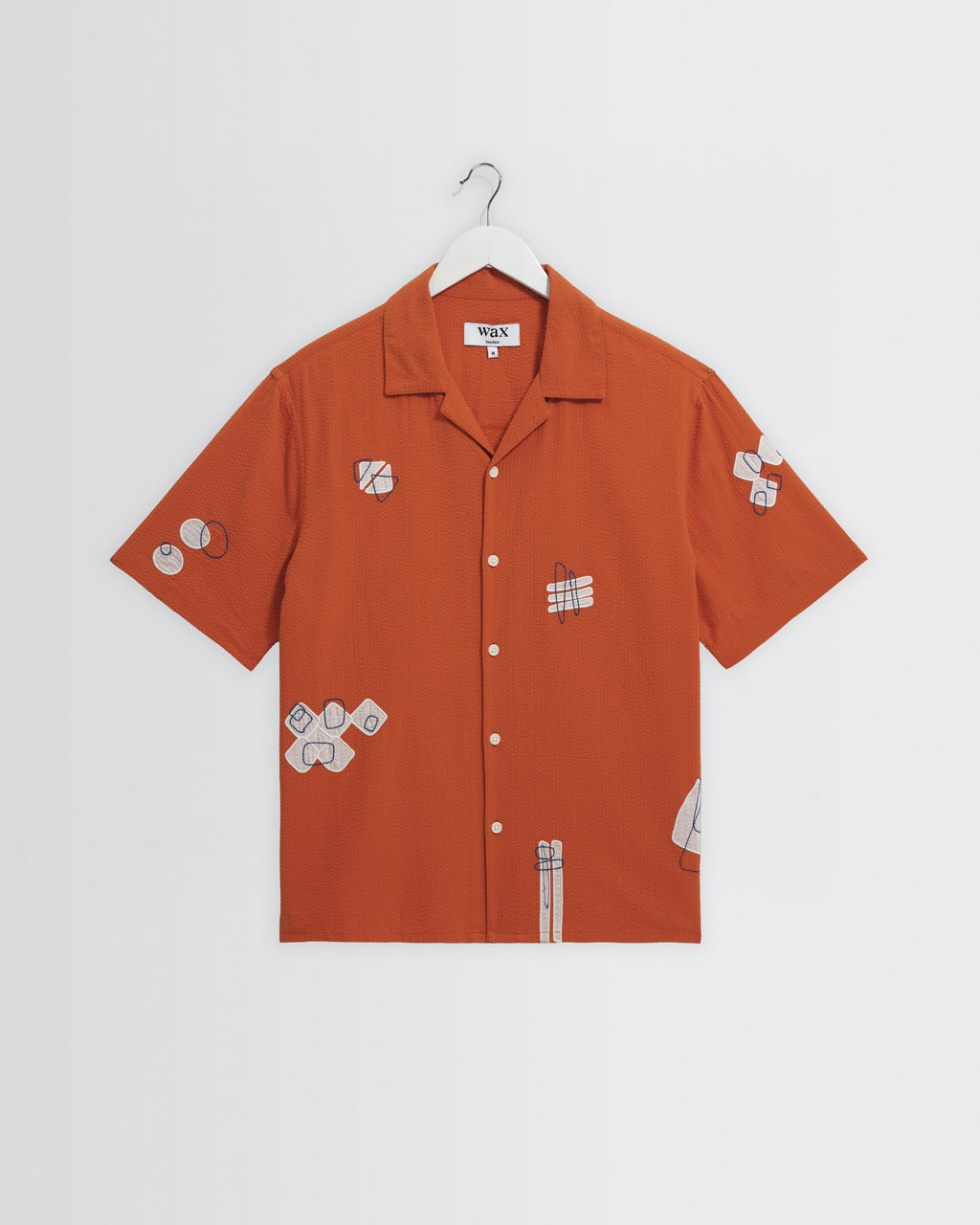 Didcot - Terracotta And Ecru Scribble Applique Short-Sleeve Shirt