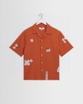 Didcot - Terracotta And Ecru Scribble Applique Short-Sleeve Shirt