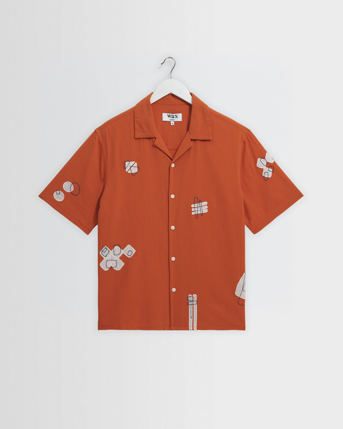 Didcot - Terracotta And Ecru Scribble Applique Short-Sleeve Shirt
