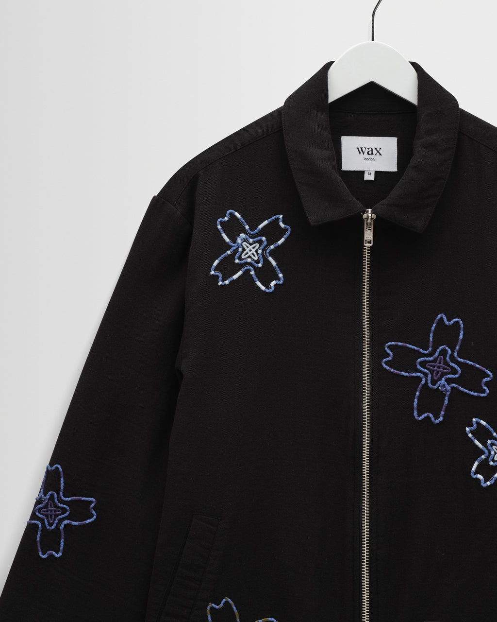 Eldon - Black Floral Embroidered Cotton Twill Jacket