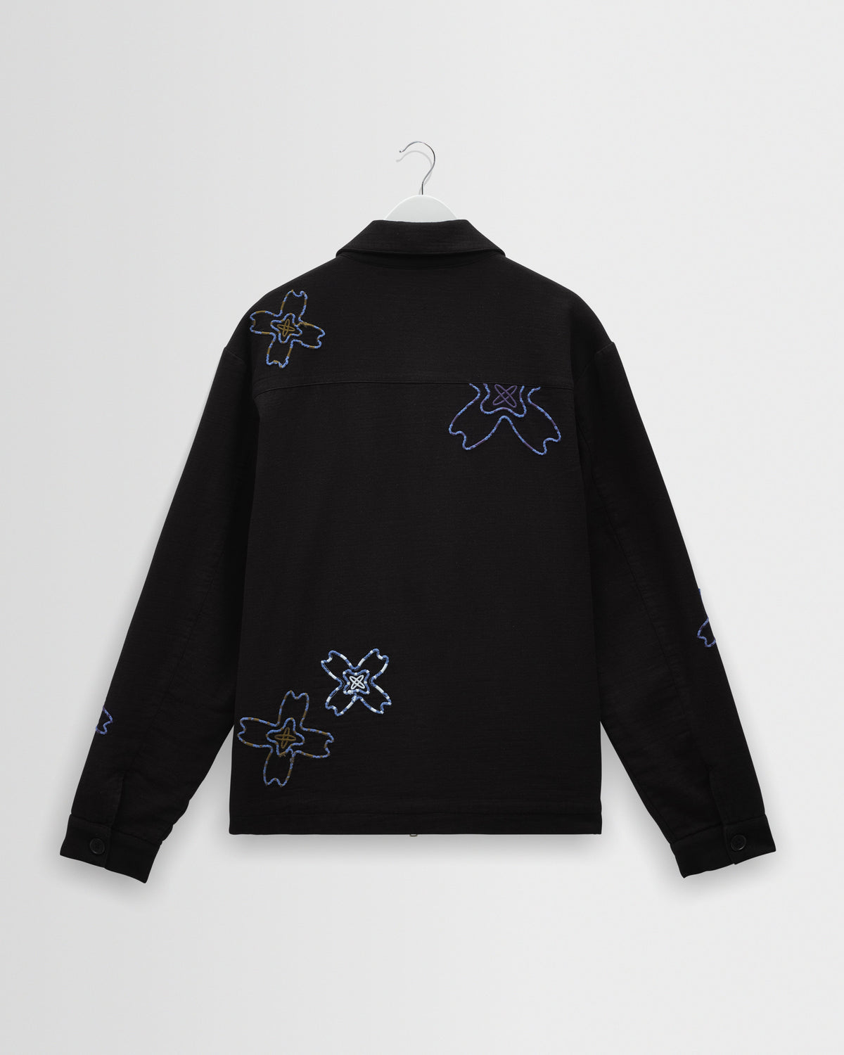 Eldon - Black Floral Embroidered Cotton Twill Jacket