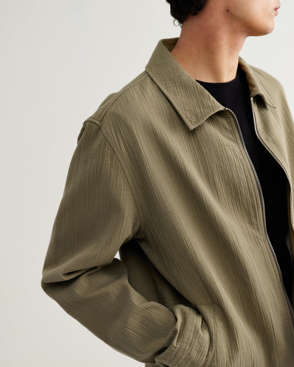 Eldon - Khaki Crinkle Cotton-Linen Jacket