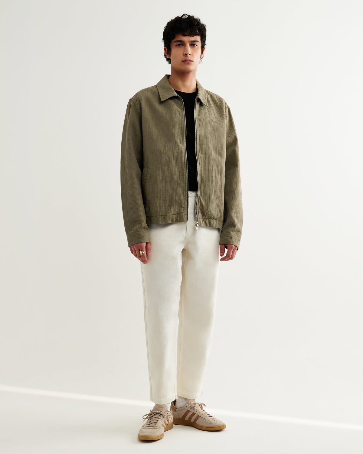 Eldon - Khaki Crinkle Cotton-Linen Jacket