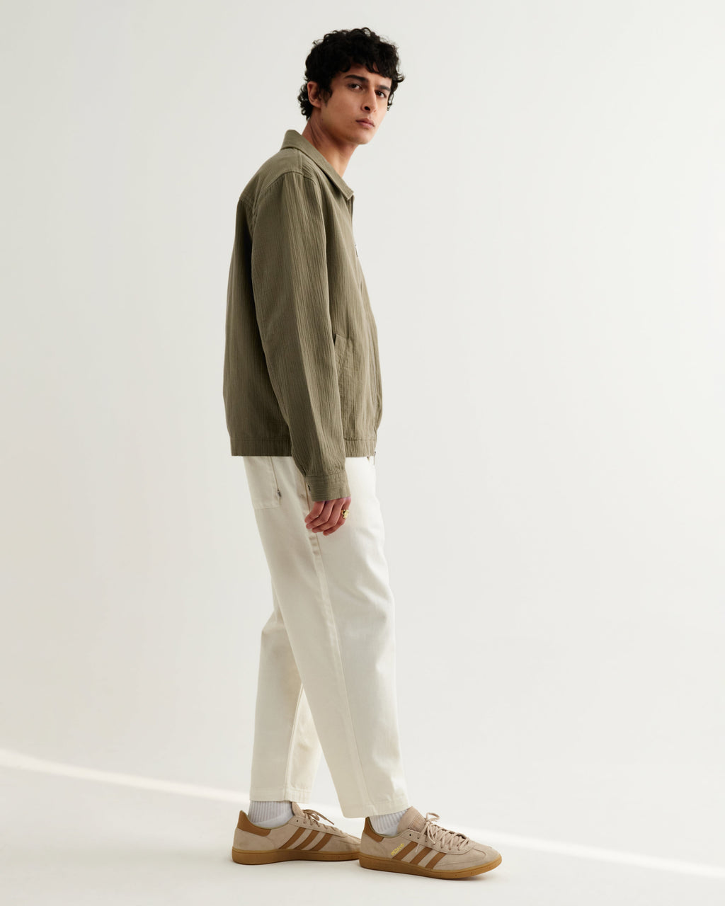 Eldon - Khaki Crinkle Cotton-Linen Jacket
