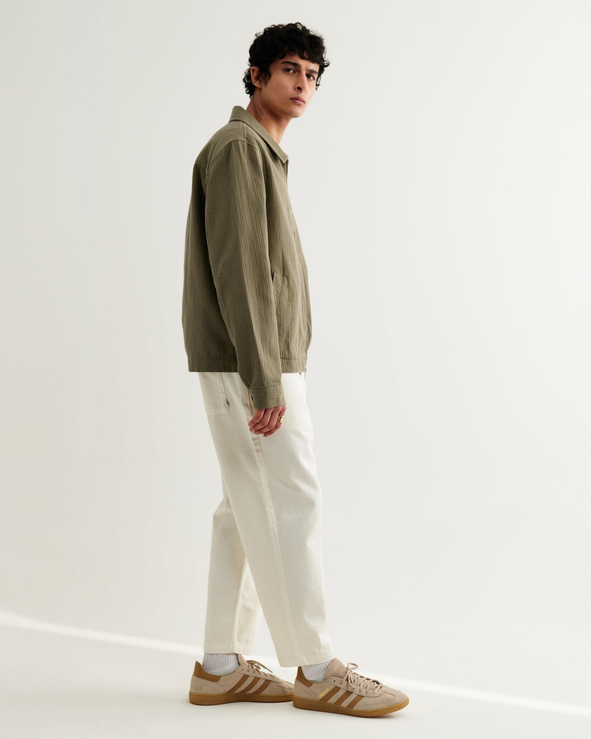 Eldon - Khaki Crinkle Cotton-Linen Jacket