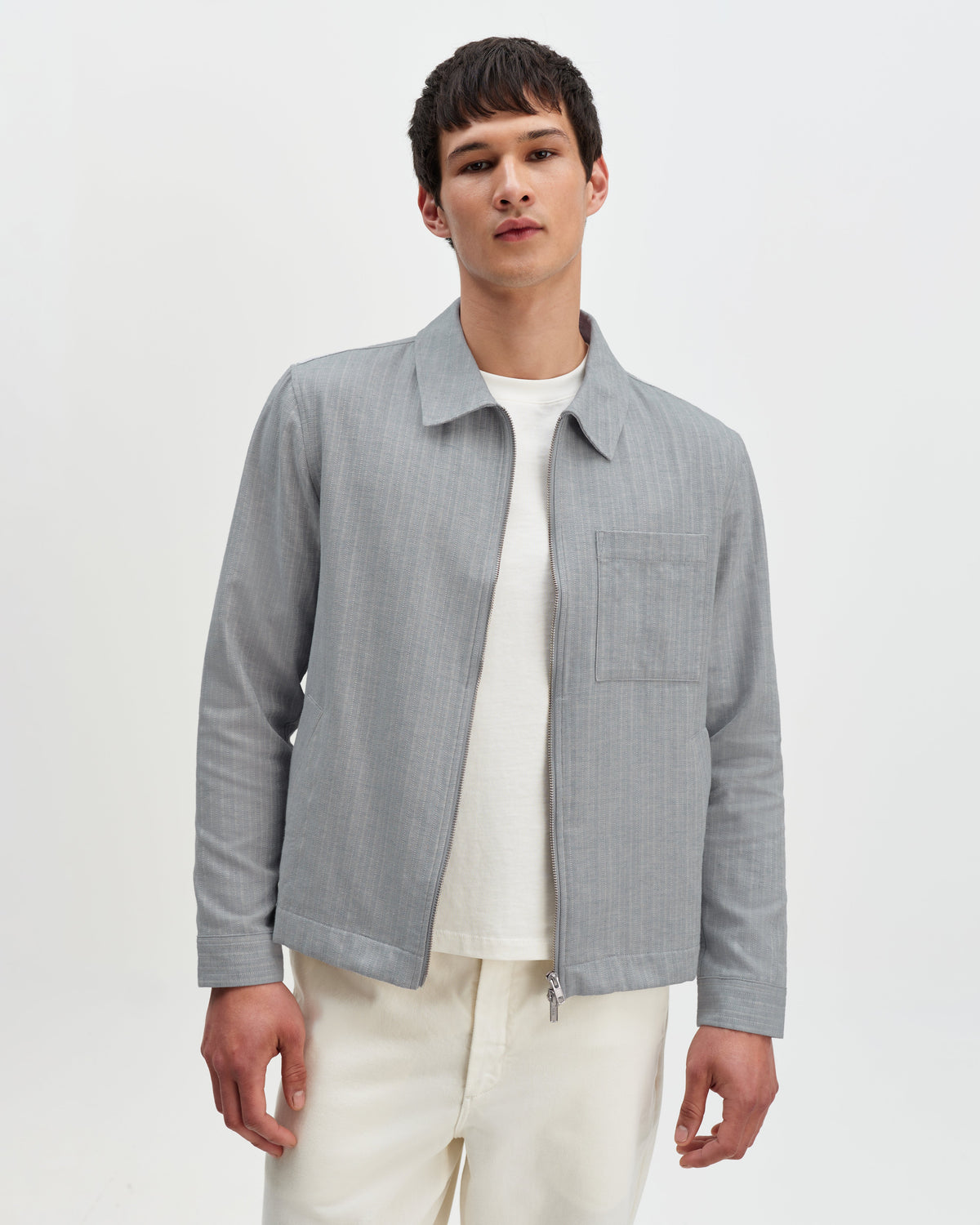 Eldon - Light Blue Herringbone Cotton Jacket
