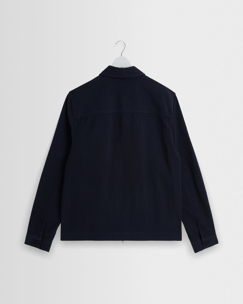 Eldon - Navy Crinkle Cotton-Linen Jacket