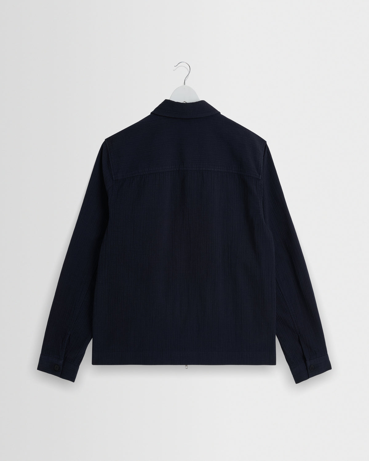 Eldon - Navy Crinkle Cotton-Linen Jacket