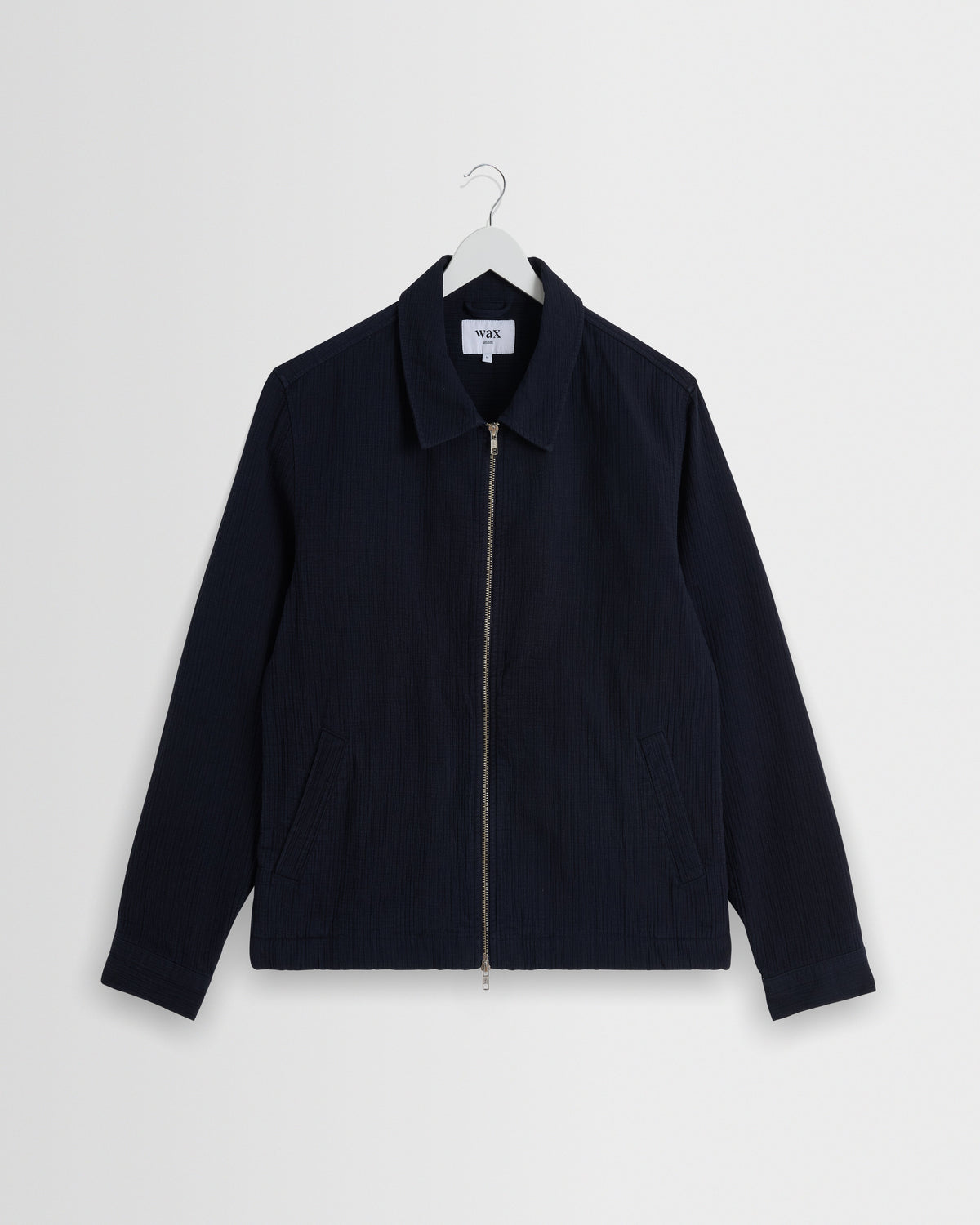 Eldon - Navy Crinkle Cotton-Linen Jacket