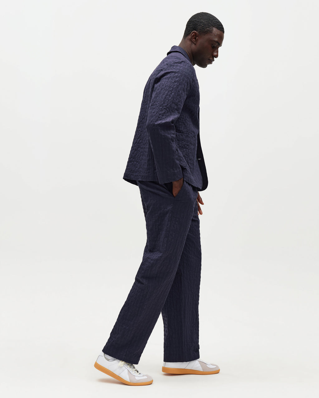 Exmouth - Navy Dobby Cotton Blazer