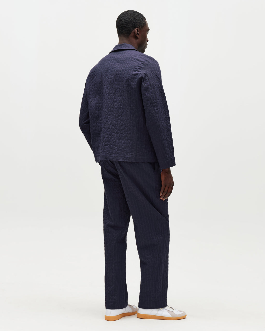 Exmouth - Navy Dobby Cotton Blazer