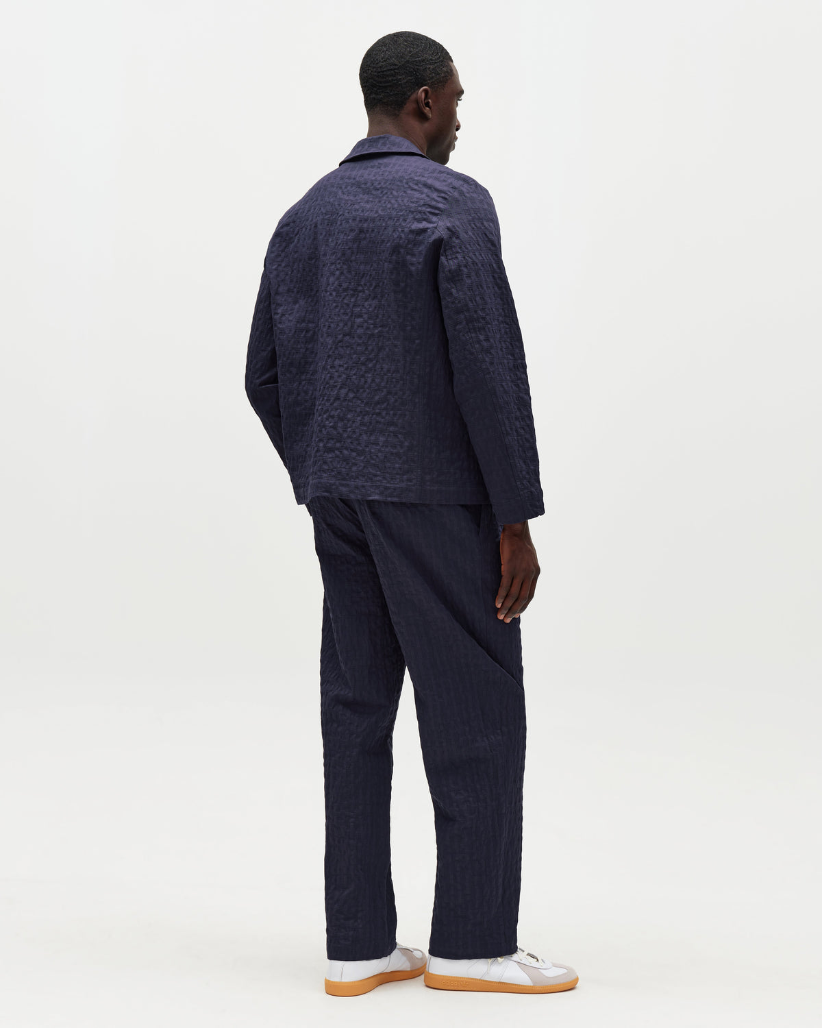 Exmouth - Navy Dobby Cotton Blazer