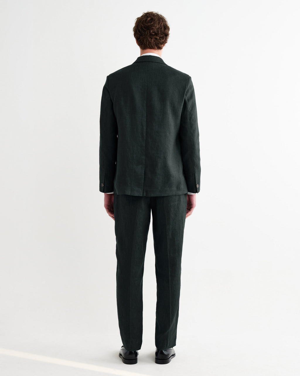 Fintry - Dark Green Linen Single-Breasted Blazer