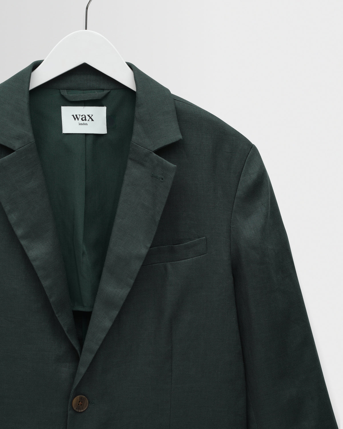 Fintry - Dark Green Linen Single-Breasted Blazer