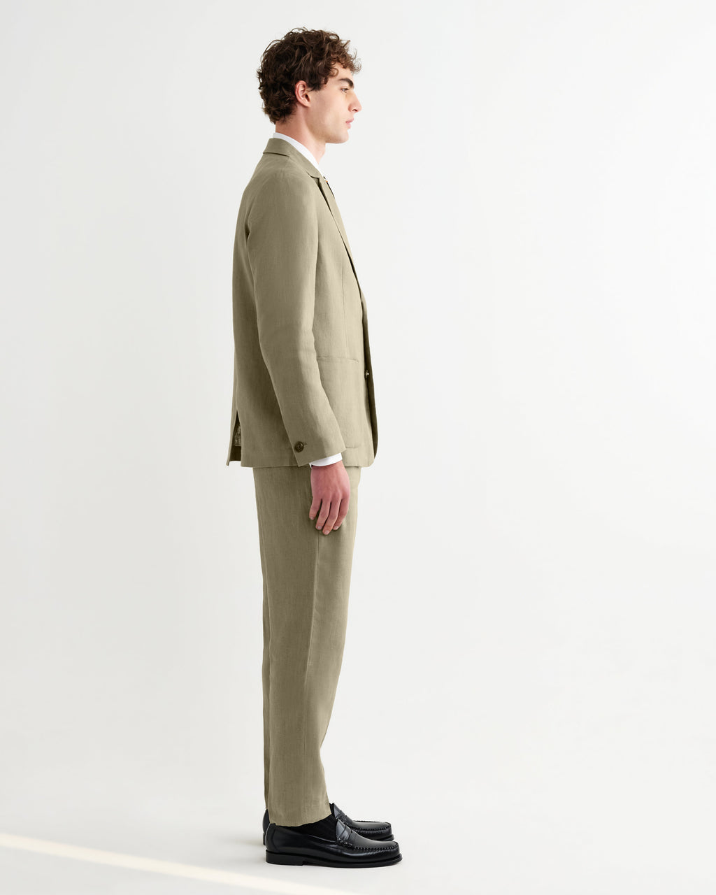 Fintry - Khaki Linen Single-Breasted Blazer