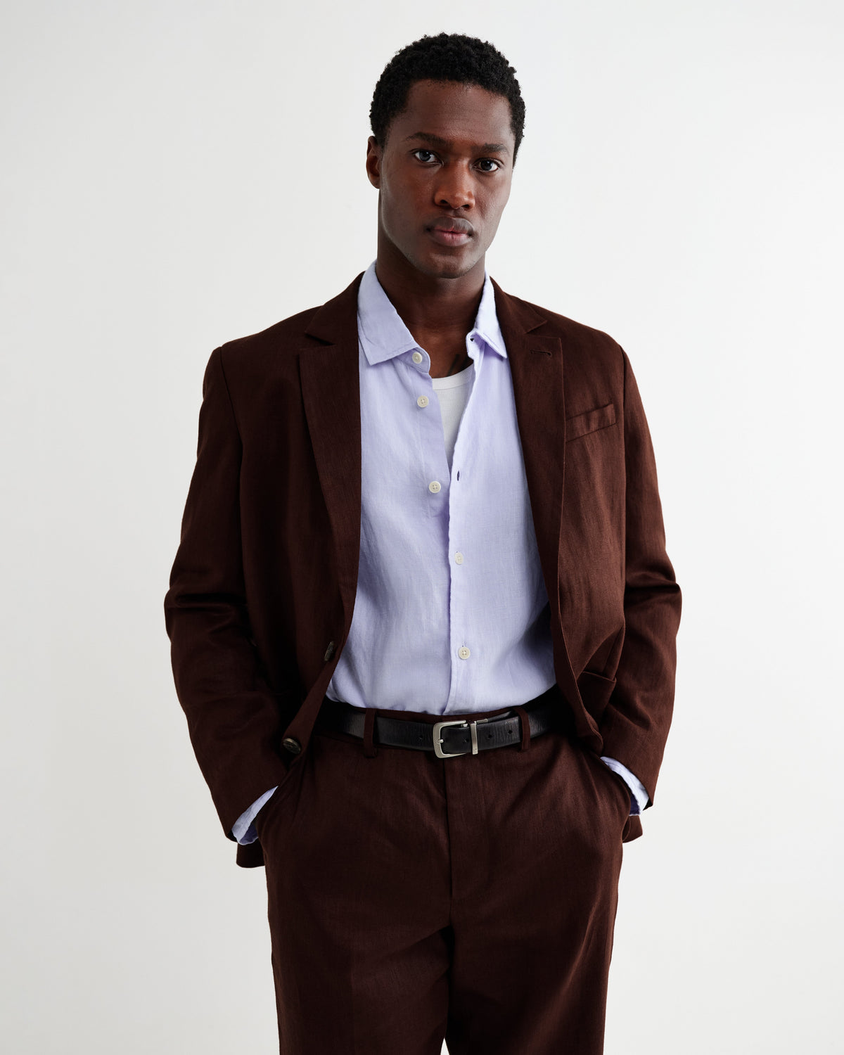 Fintry - Merlot Linen Single-Breasted Blazer