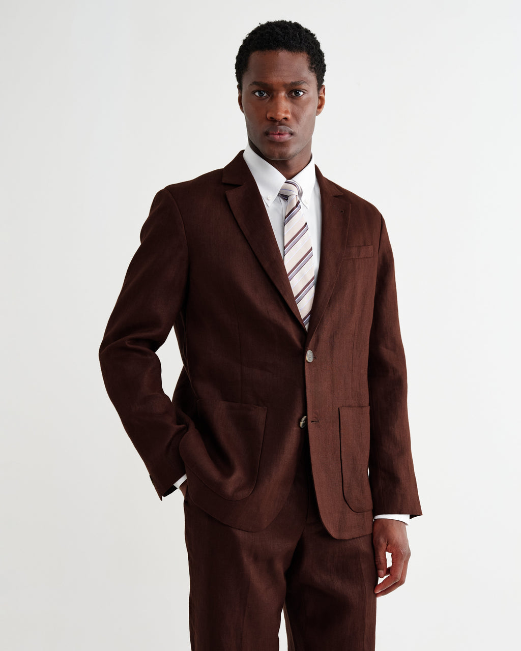 Fintry - Merlot Linen Single-Breasted Blazer