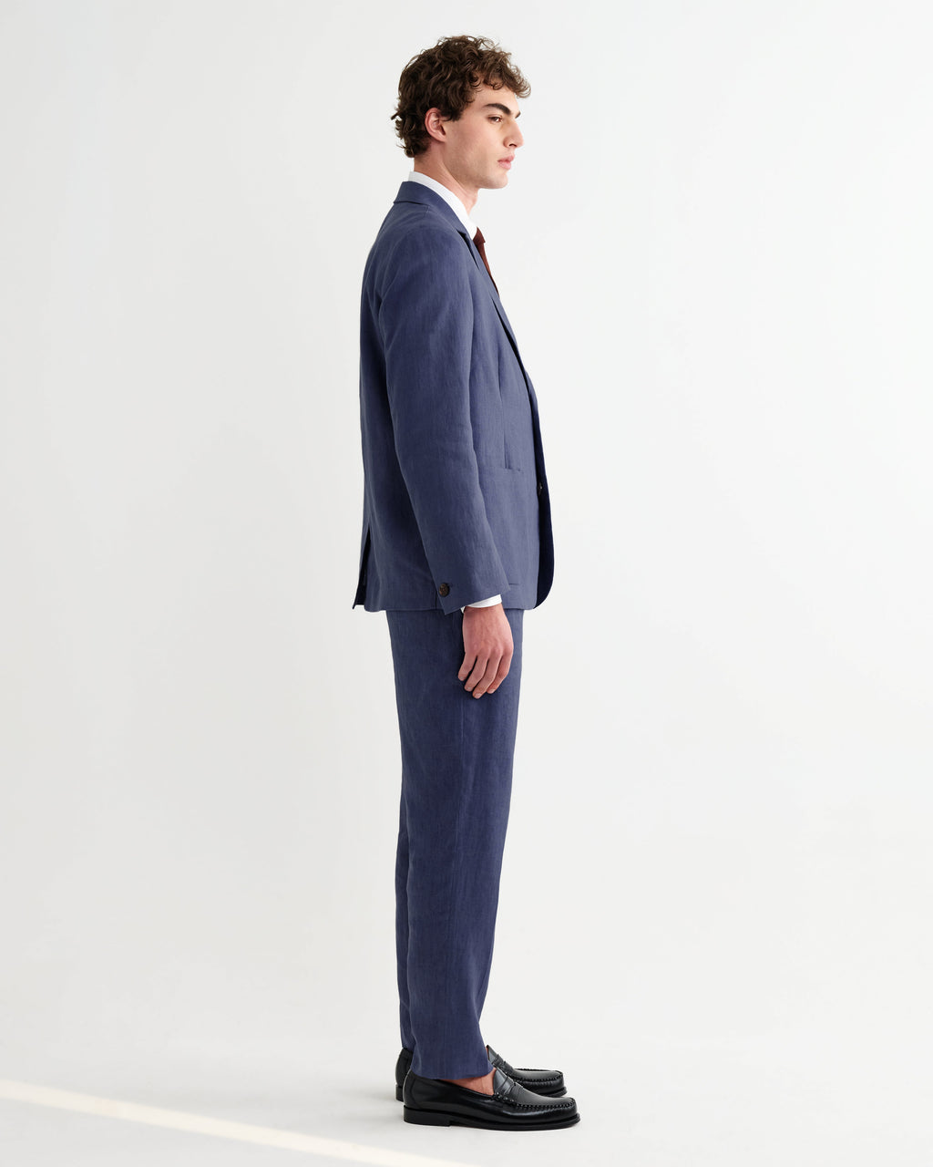 Fintry - Mid Blue Linen Single-Breasted Blazer