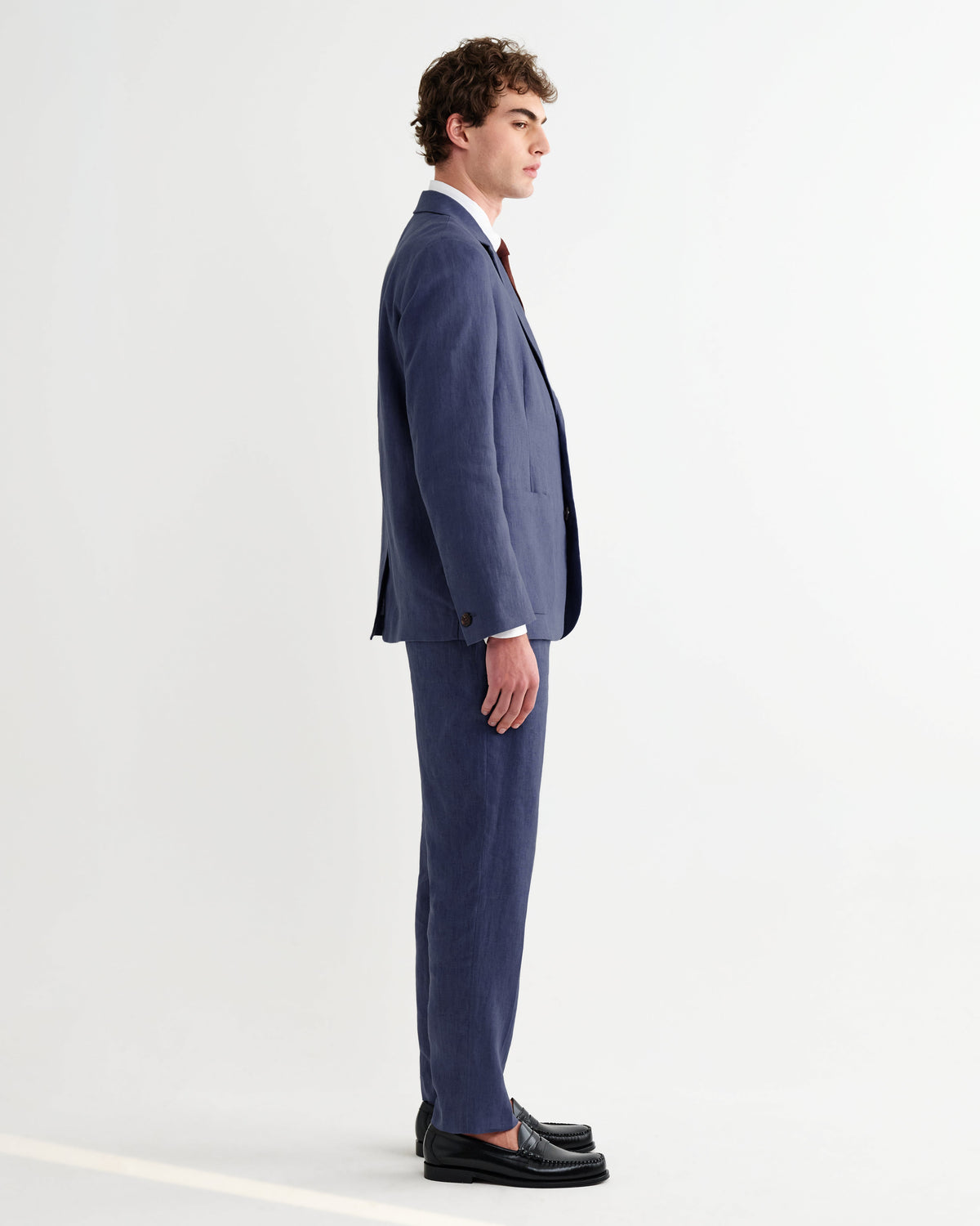 Fintry - Mid Blue Linen Single-Breasted Blazer